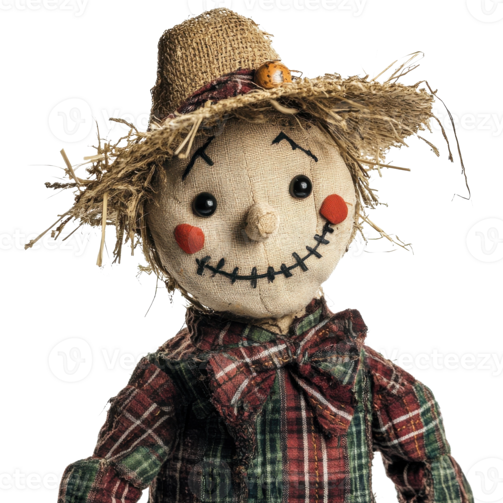 Friendly Scarecrow in Plaid on transparent background png