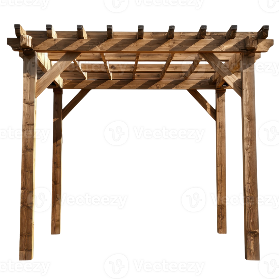 Rustic Wooden Pergola Design on transparent background png