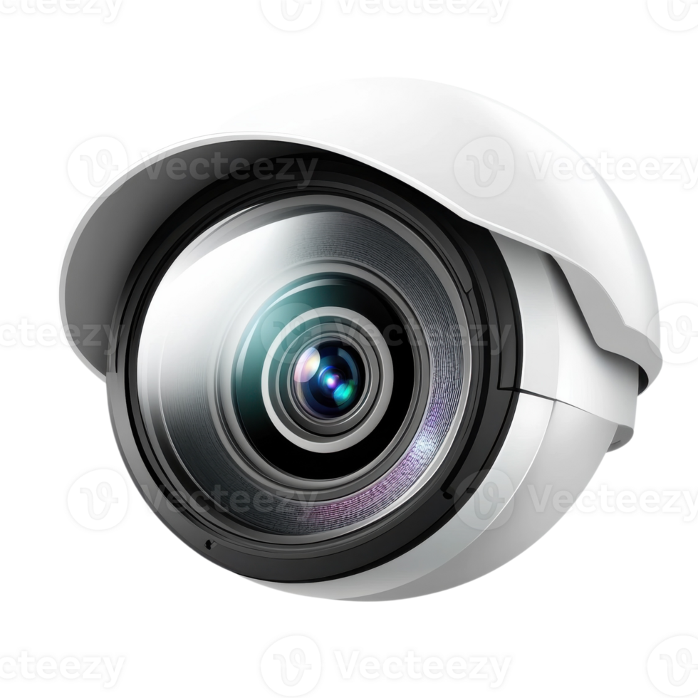 Modern Security Camera Lens Close Up on transparent background png