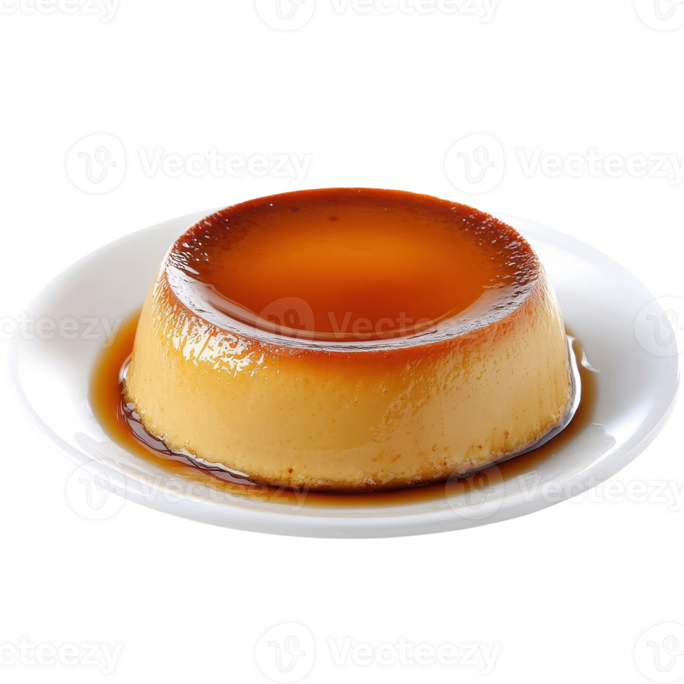Elegant Caramel Flan Dessert on transparent background. png