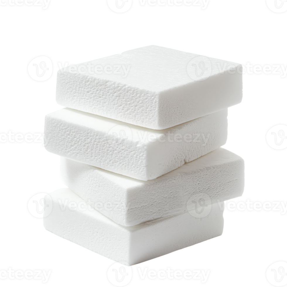 White Styrofoam Packaging Stack on transparent background. png