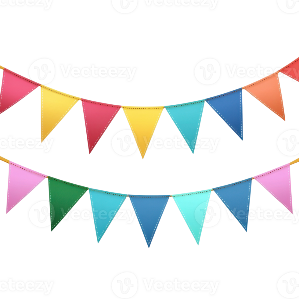 Festive Bunting Flags Celebration on transparent background. png