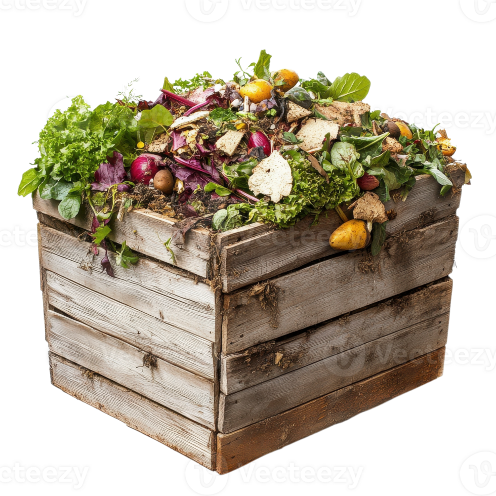 Overflowing Compost Bin Kitchen Waste on transparent background. png