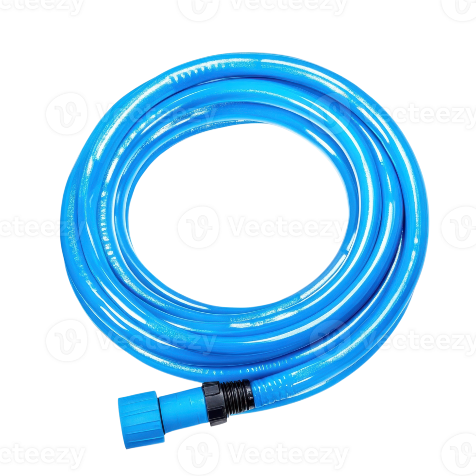 Blue Water Hose for Gardening on transparent background. png