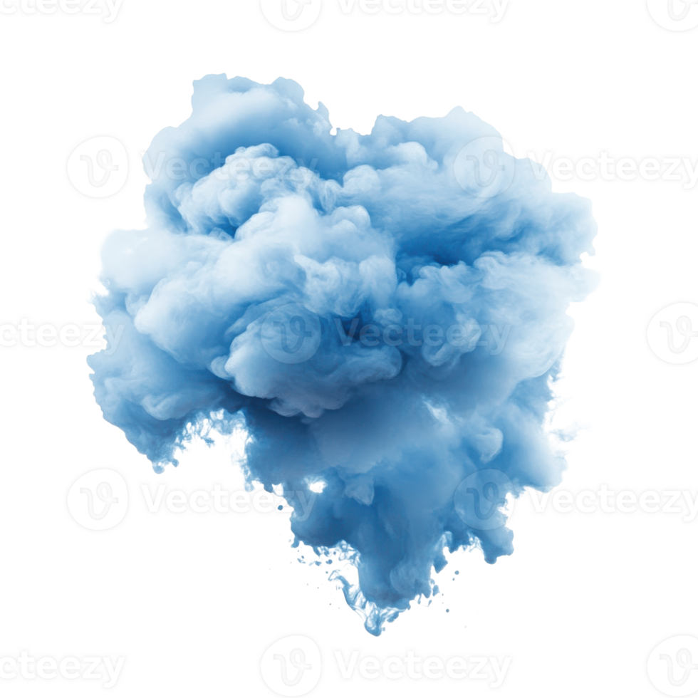 Blue Watercolor Splash Soft Cloud on transparent background. png