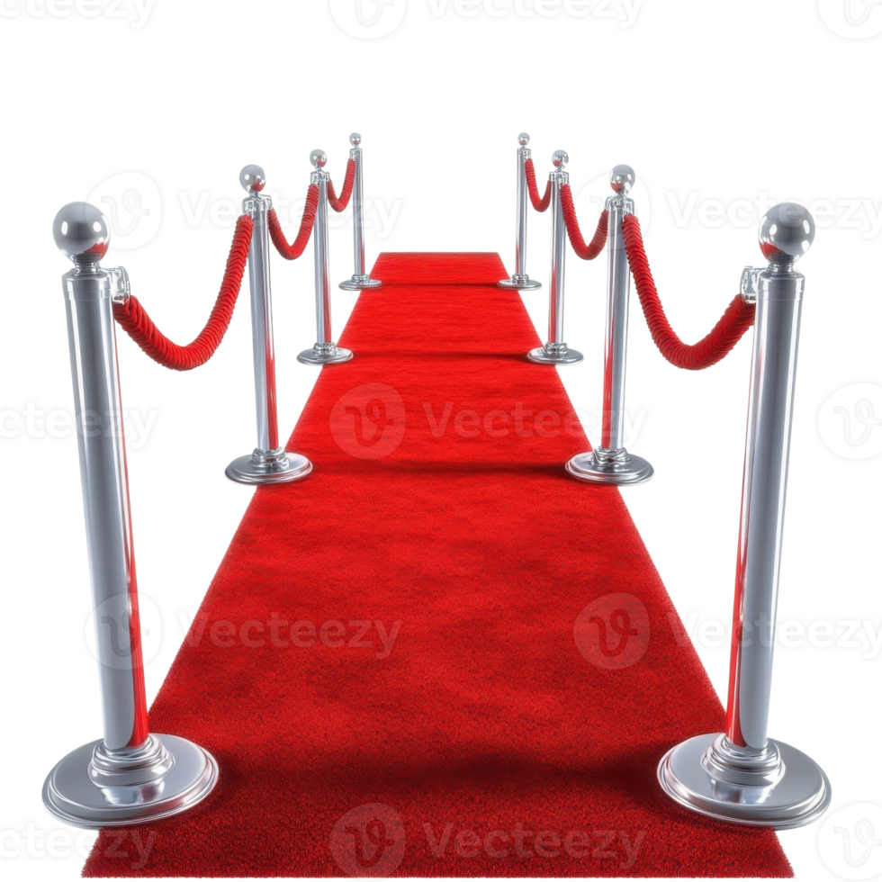Elegant Red Carpet Stanchions on transparent background. png