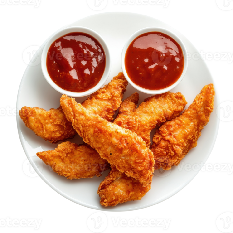 Crispy Fried Chicken Strips Plate on transparent background. png