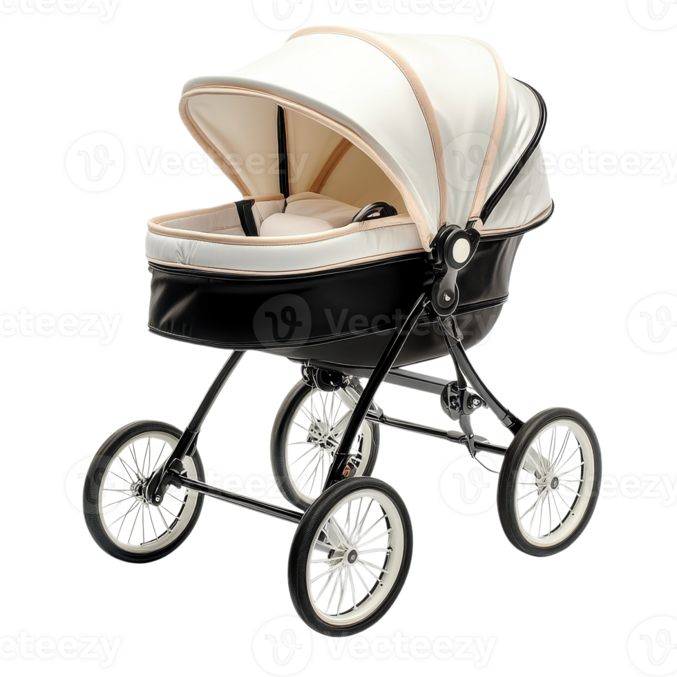 Baby Stroller in Park Setting on transparent background. png