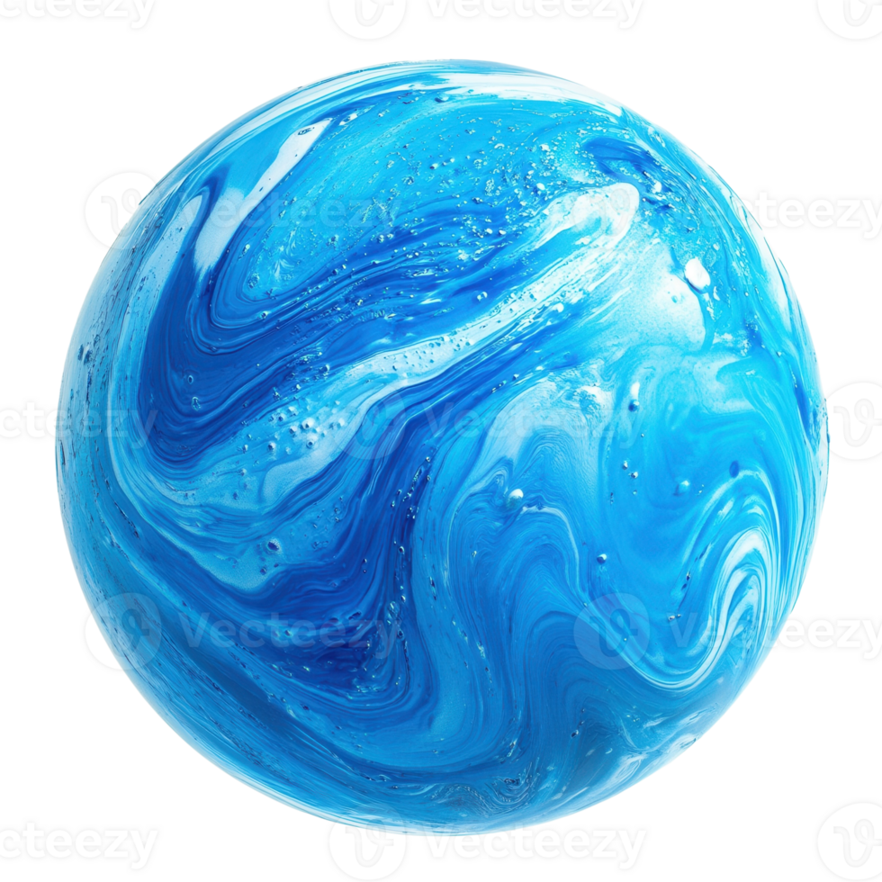 Vibrant Blue Liquid Sphere Image on transparent background. png