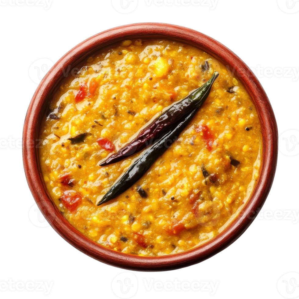 Delicious Dal Tadka Bowl on transparent background. png