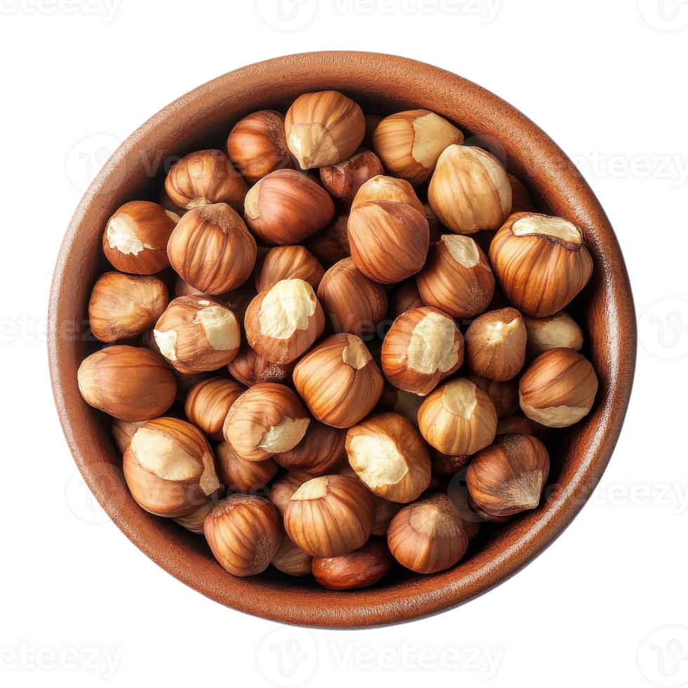 Hazelnut Bowl Display Autumn Harvest on transparent background. png