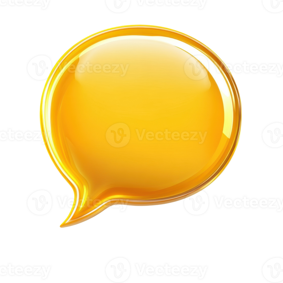 Bright Yellow Speech Bubble Graphic on transparent background. png