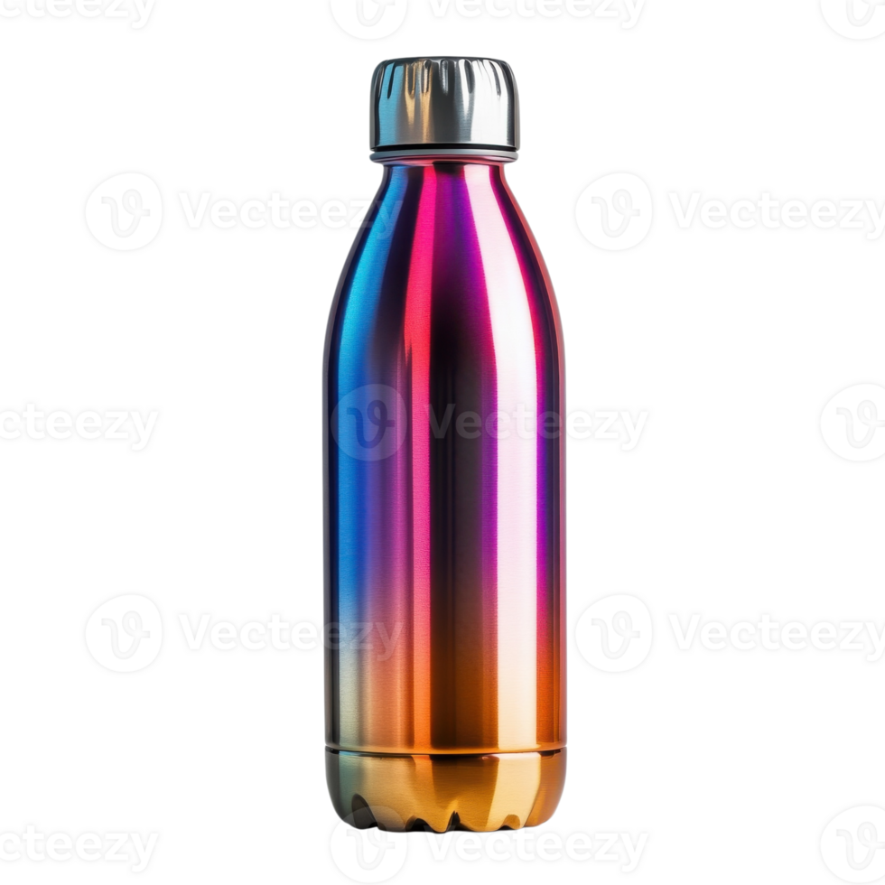 Metallic Gradient Water Bottle Hydration on transparent background. png