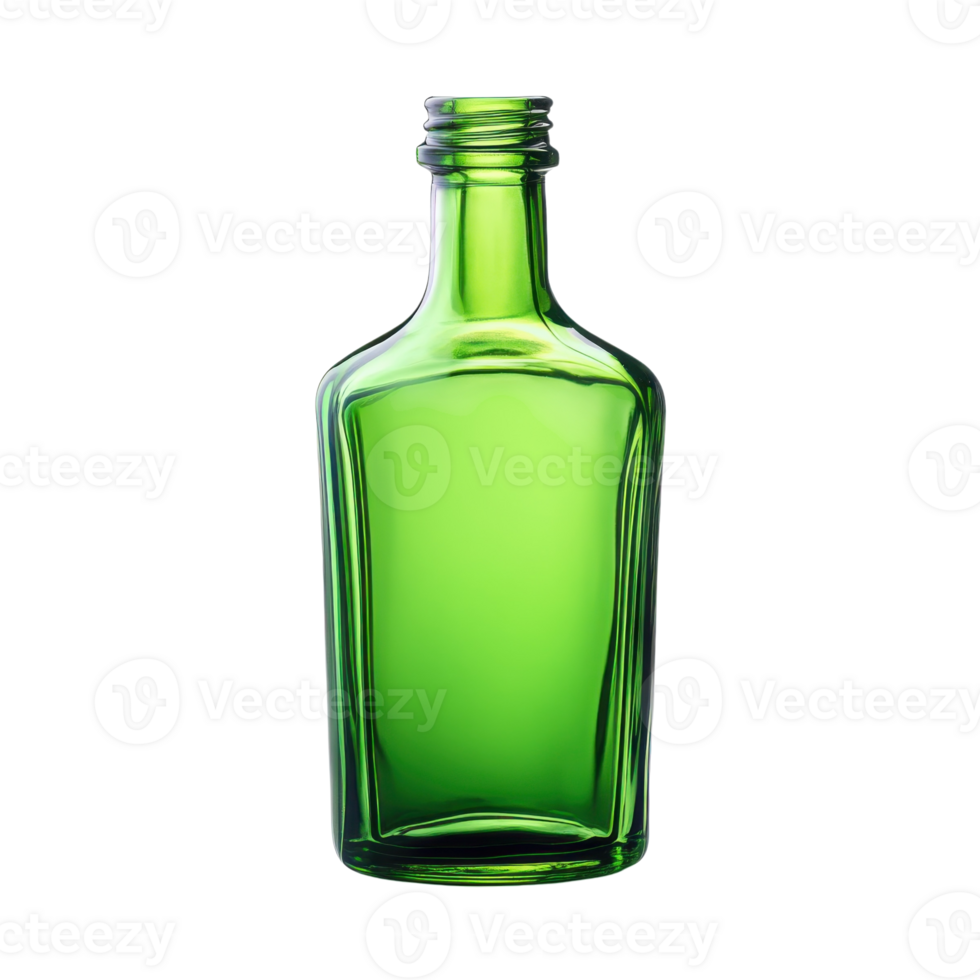 Green Glass Bottle Eco Friendly on transparent background. png