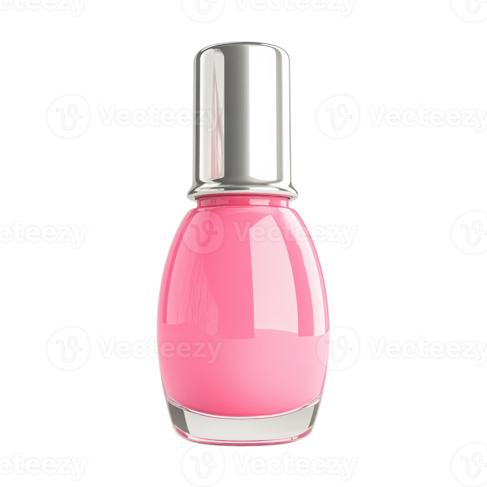 Clean Pink Nail Polish Bottle on transparent background. png