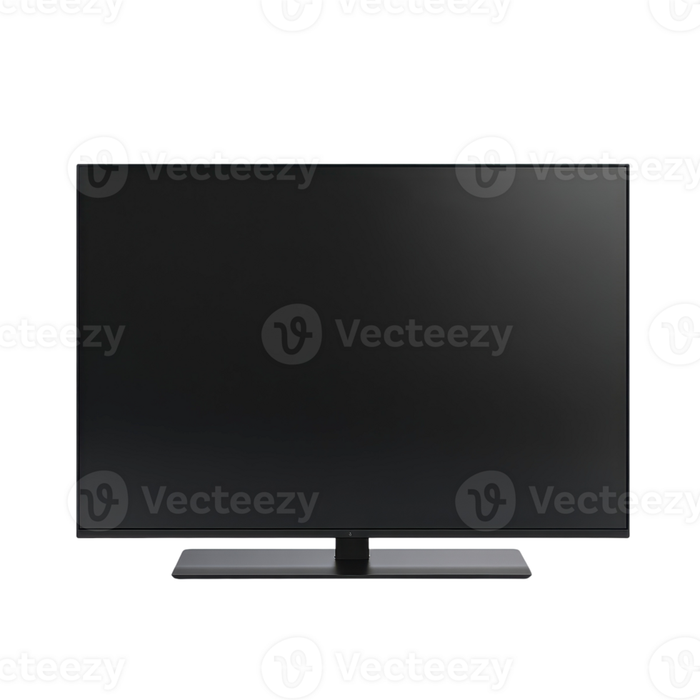 Modern Black TV Entertainment on transparent background. png