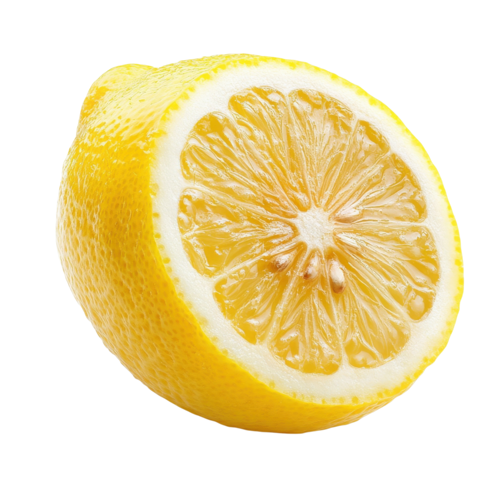 Fresh Lemon on White Background on transparent background. png