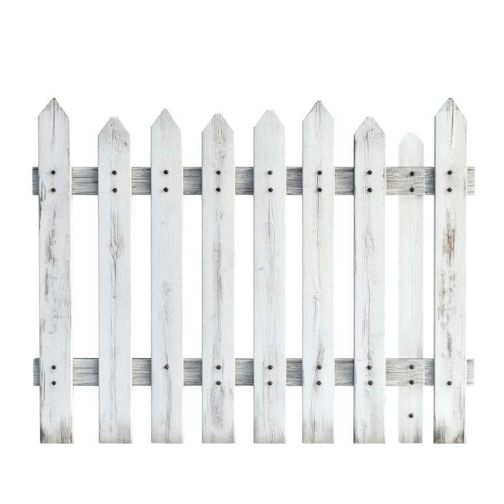 White Wooden Fence Home Privacy on transparent background. png