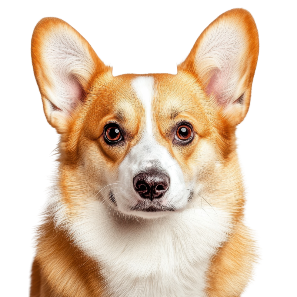 Adorable Corgi Dog Portrait on transparent background. png