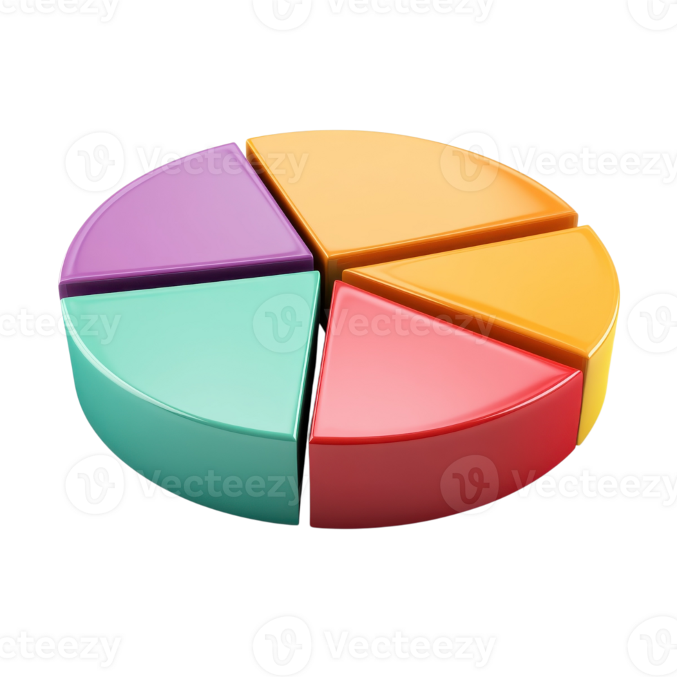 3D Pie Chart Data on transparent background png