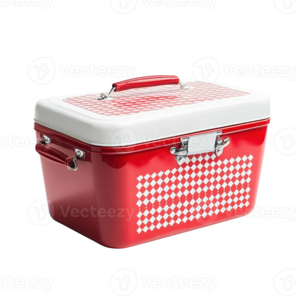 Red White Cooler Picnic Box on transparent background. png