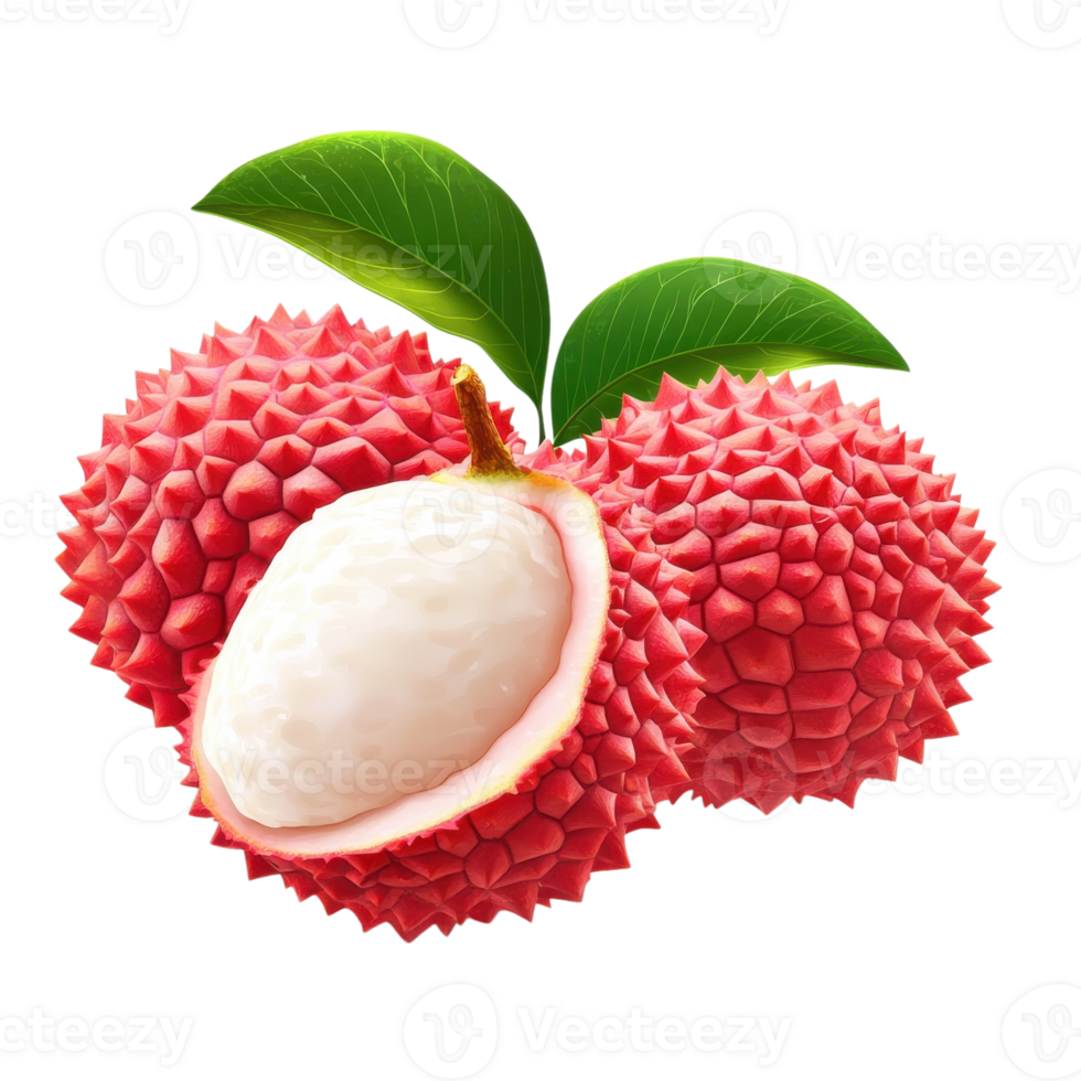 Vibrant Lychee Fruit Red Skin Detail on transparent background. png