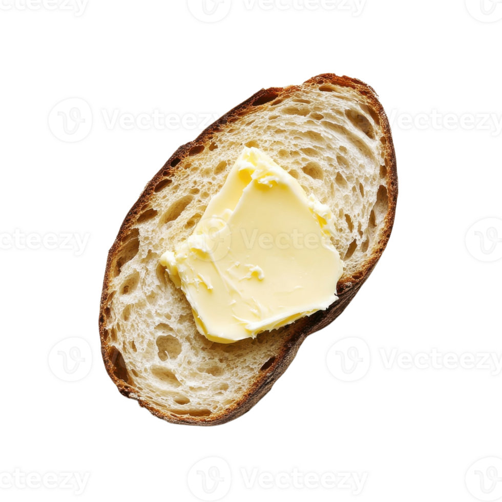 Buttery Bread Slice on White on transparent background. png
