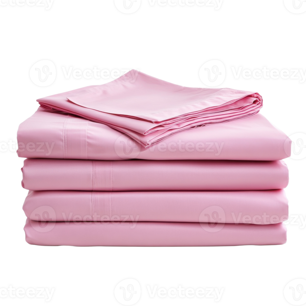 Pink Bed Sheets on White Background on transparent background. png