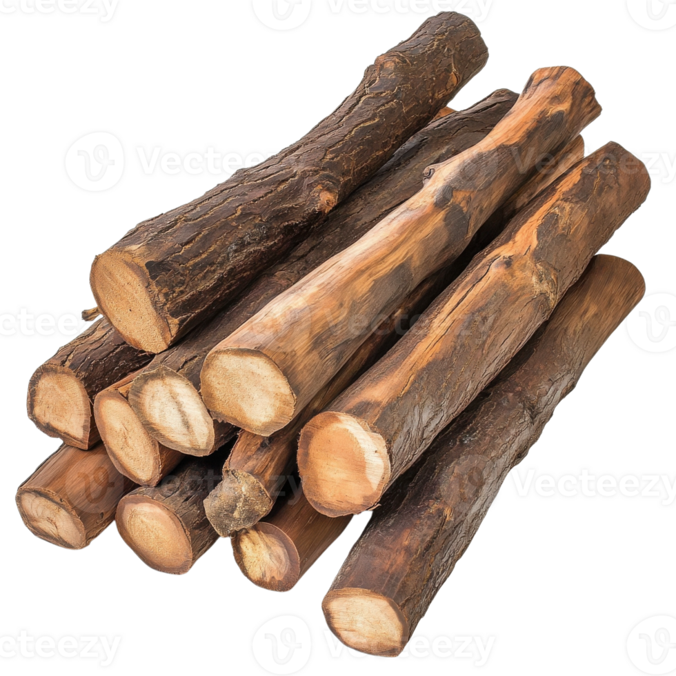 Rustic Wooden Logs Stack Image on transparent background. png