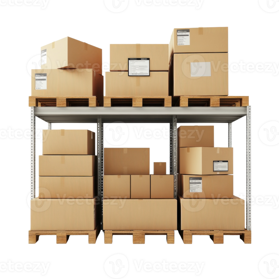 Box Warehouse Mockup on transparent background. png