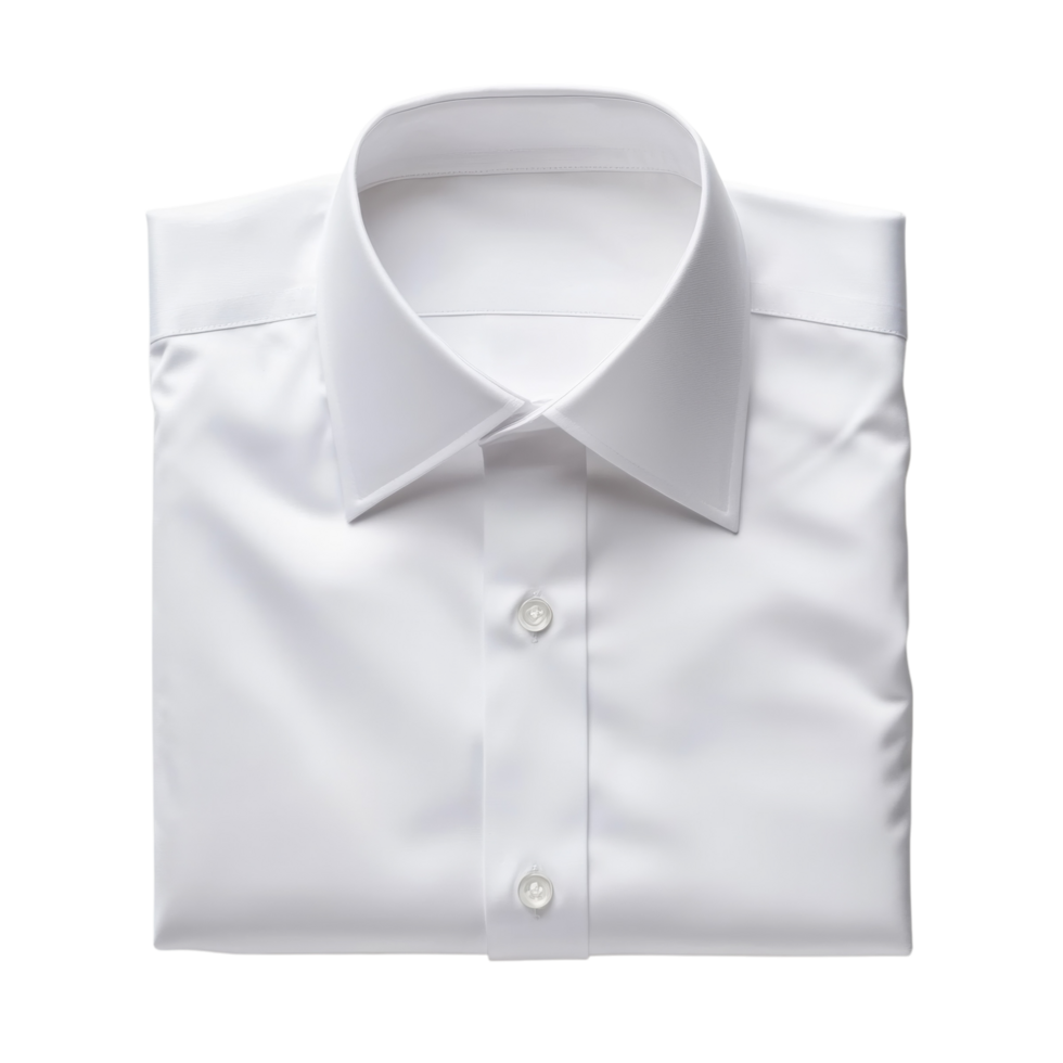 Folded White Shirt with Collar on transparent background. png