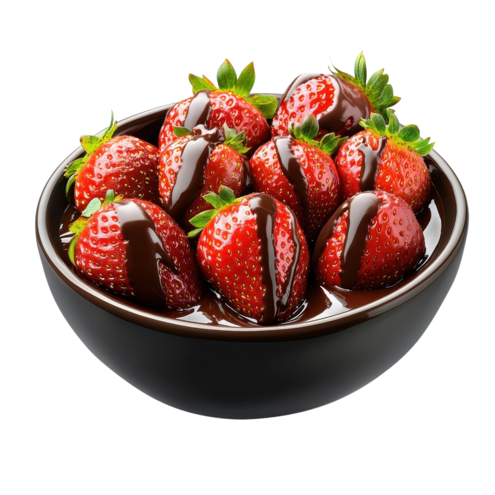 Delicious Strawberry Dessert Bowl on transparent background. png