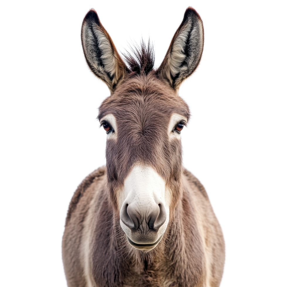 Donkey Portrait White Background on transparent background. png