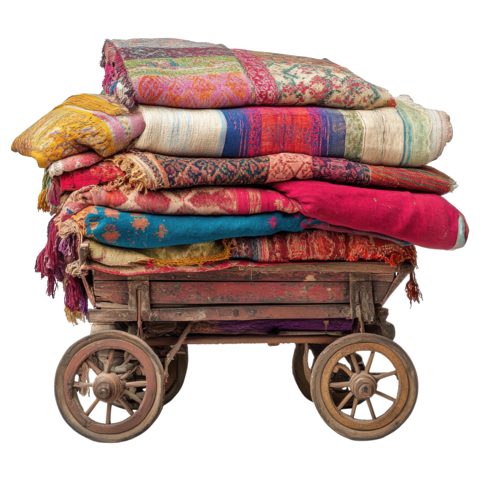 Colorful Textile Cart Abundance on transparent background. png