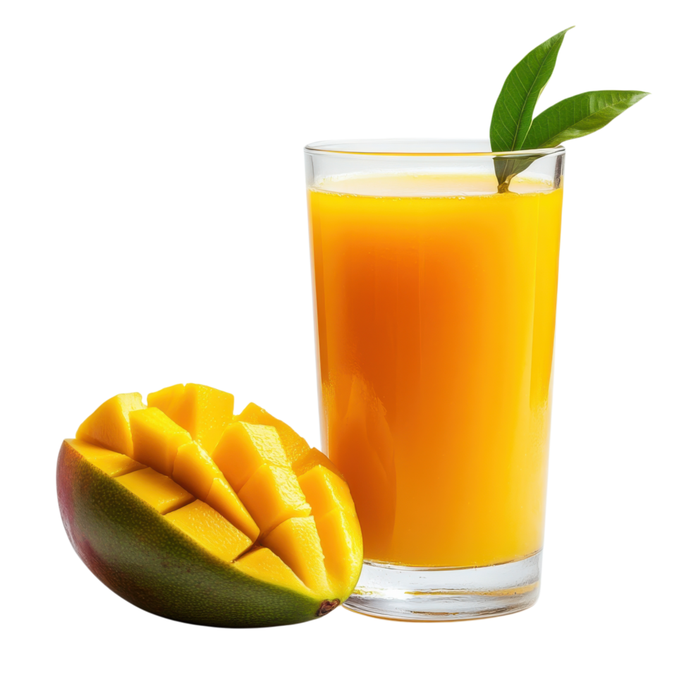 Refreshing Mango Juice with Fruit on transparent background. png