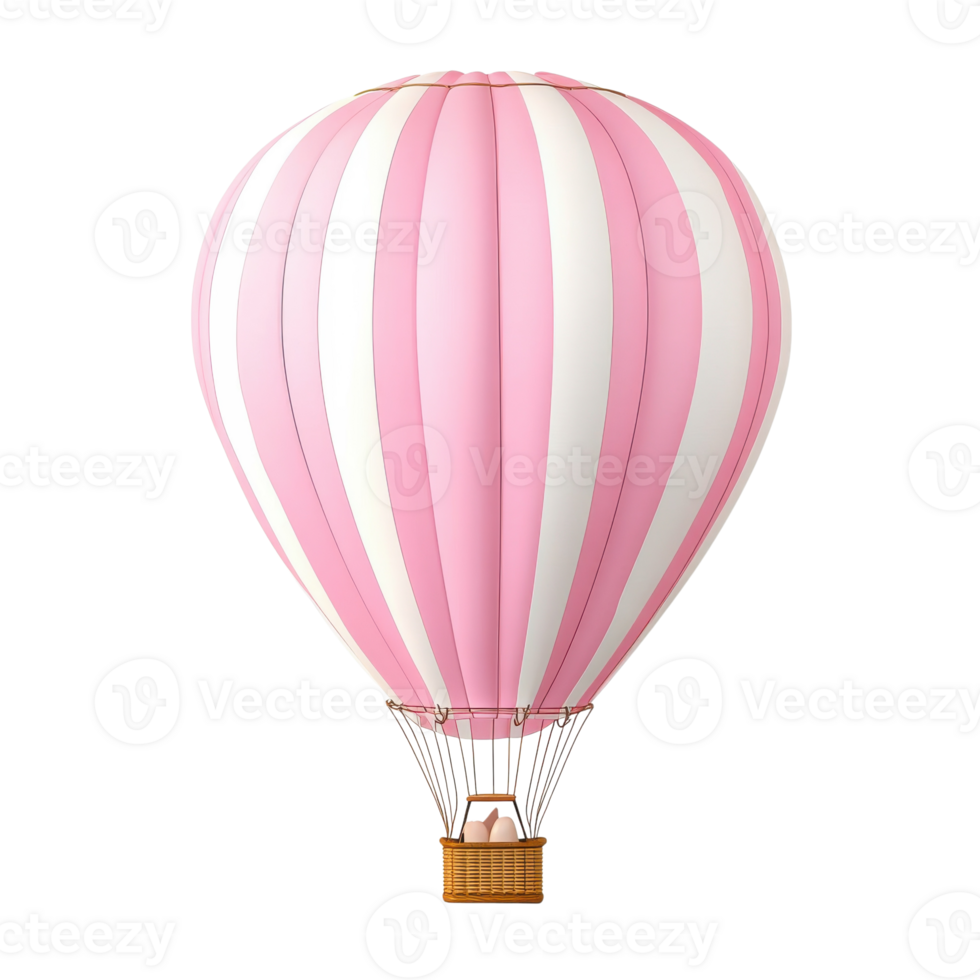 Hot Air Balloon Pink Whimsical Art on transparent background. png