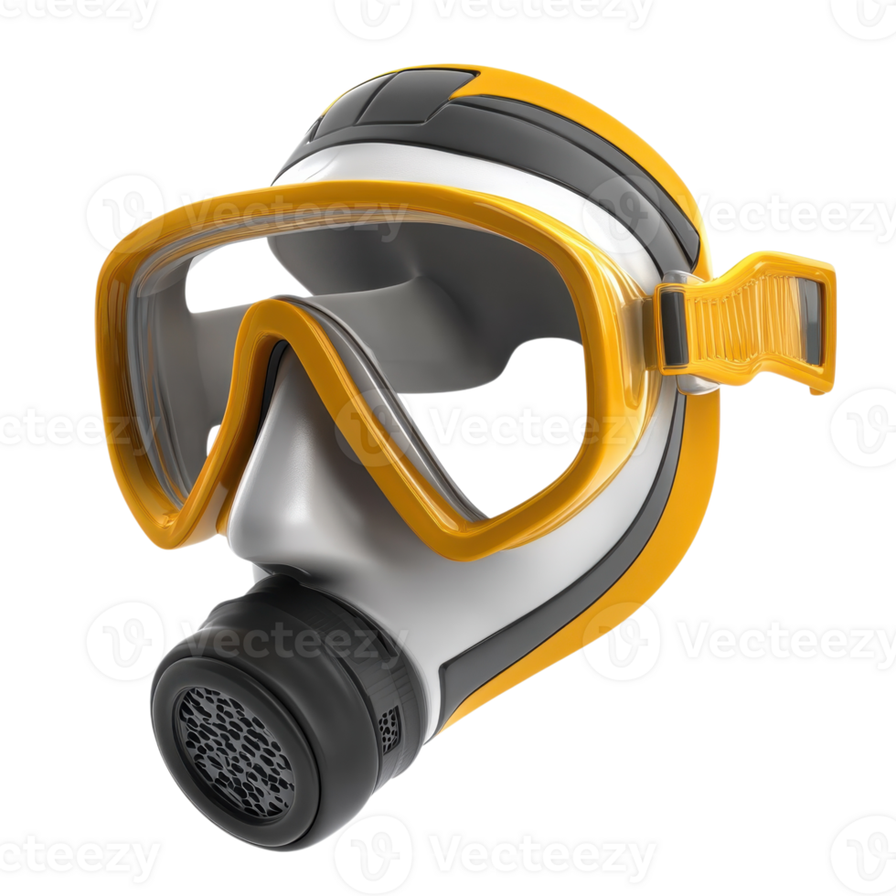 3D Render Diving Mask Underwater on transparent background. png