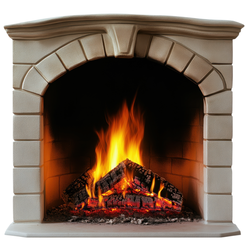 Cozy Fireplace Fire Winter Warmth on transparent background. png