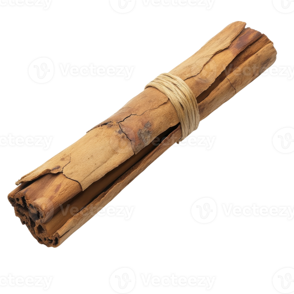 Natural Cinnamon Bark Stick on transparent background. png