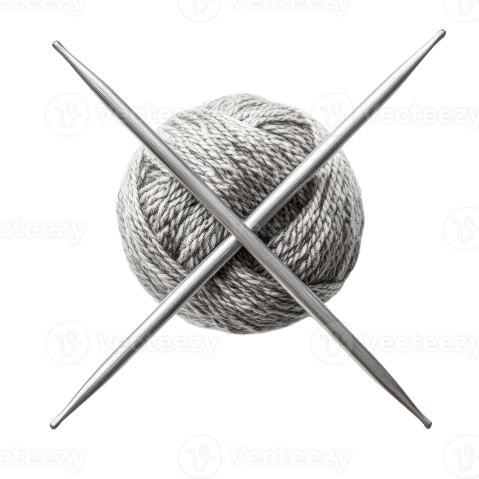 Knitting Needles and Yarn Texture on transparent background. png