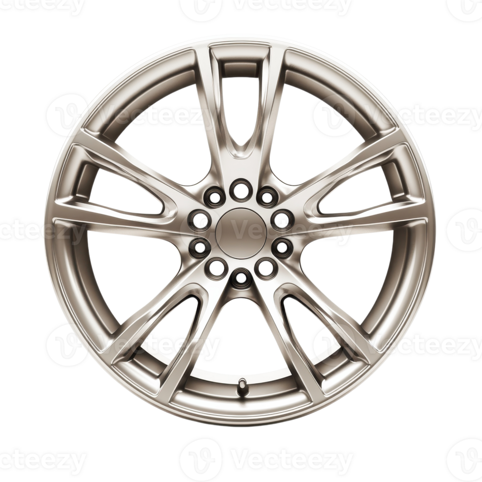 Shiny Alloy Wheel Rim Closeup on transparent background. png