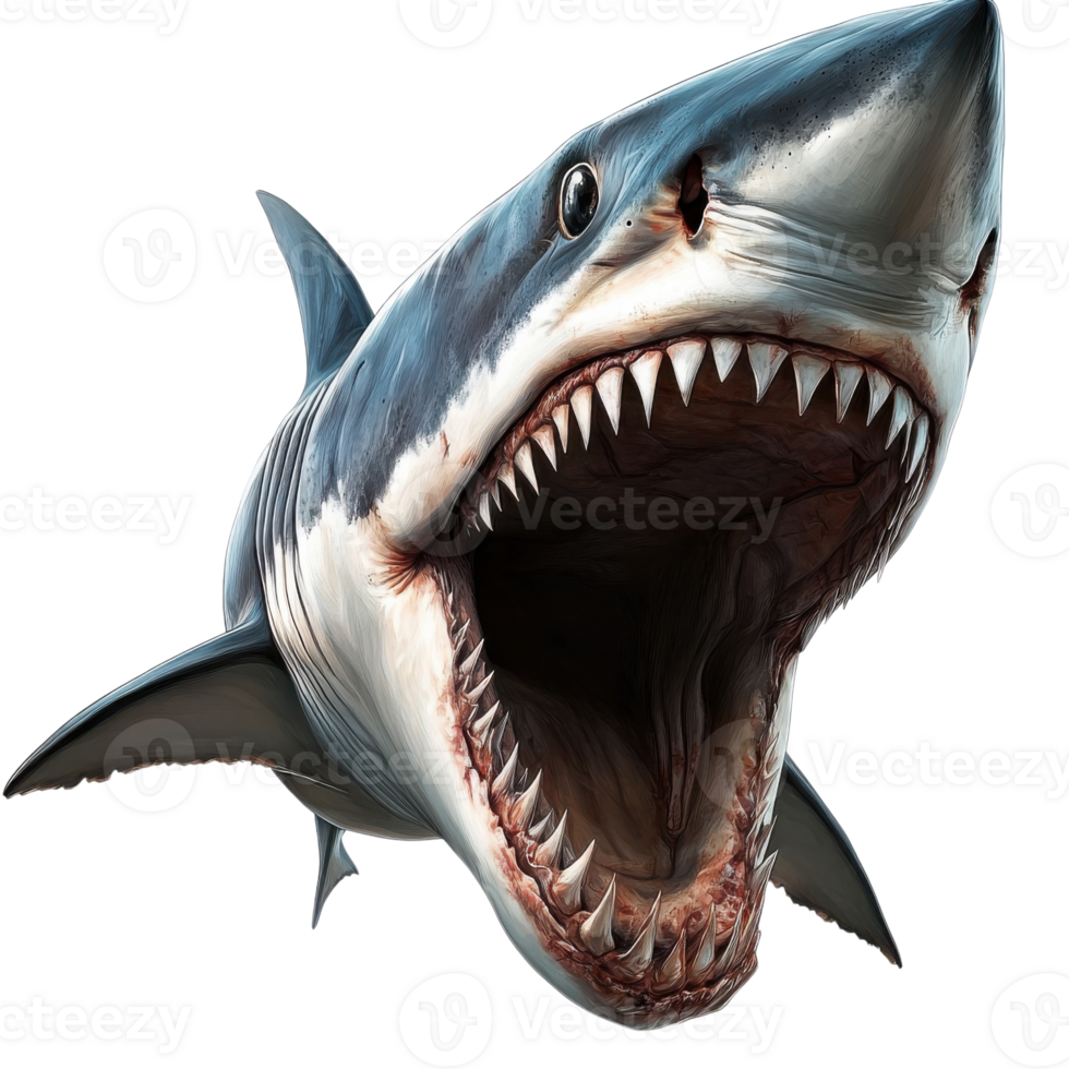 Powerful Gray Shark Ocean Predator on transparent background. png