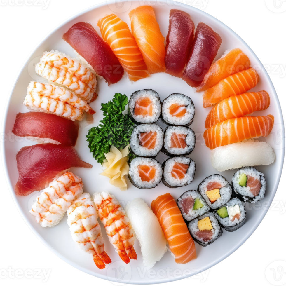 Delicious Sushi Set Culinary Delight on transparent background. png