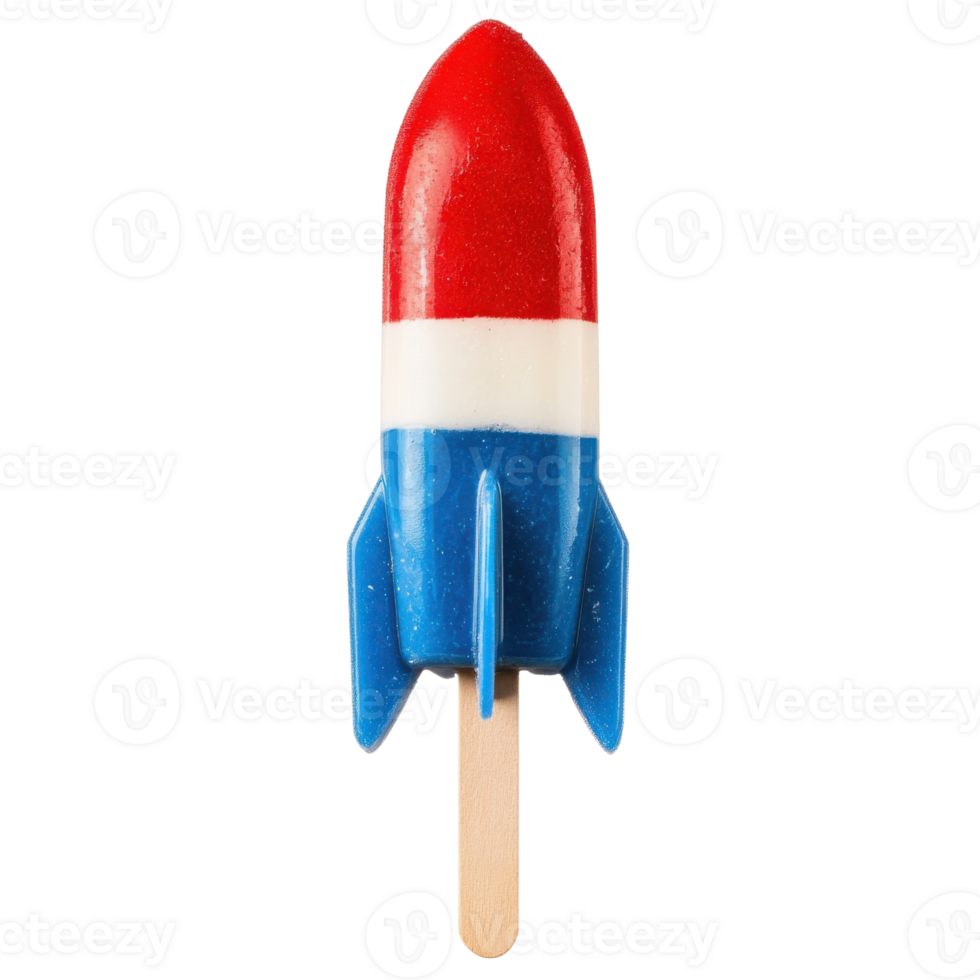 Patriotic Rocket Popsicle Invitation on transparent background. png
