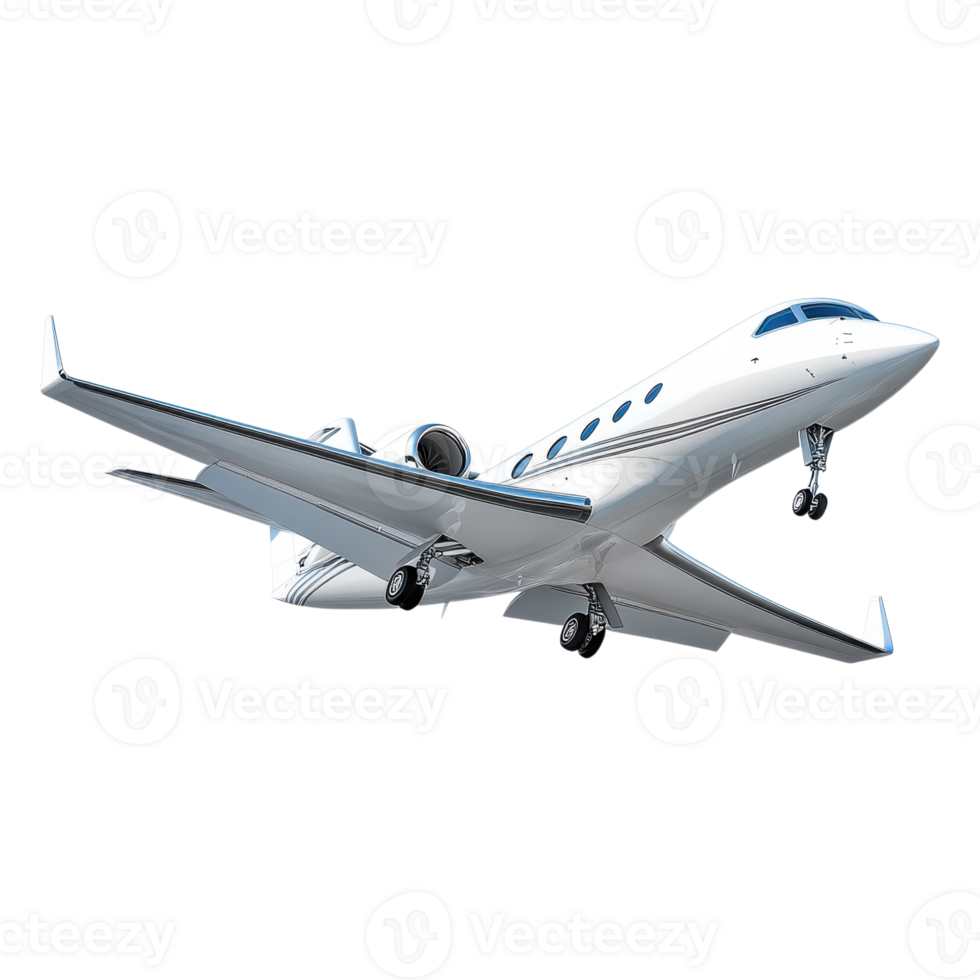 Private Jet Soaring Through Sky on transparent background. png