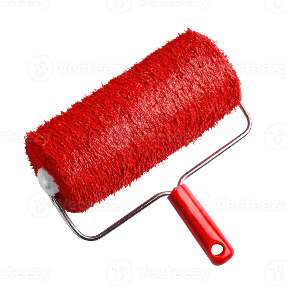 Home Improvement Red Paint Roller on transparent background. png