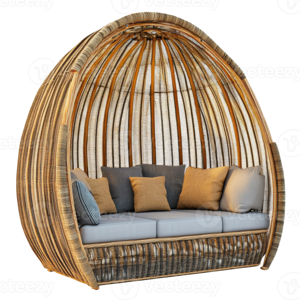 Rattan Outdoor Structure Design on transparent background. png