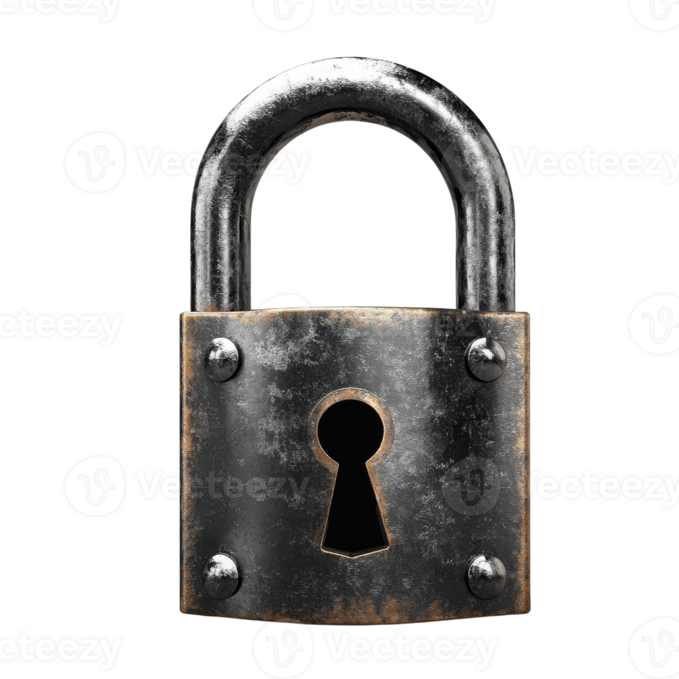 Strong Security Lock Safety Image on transparent background. png