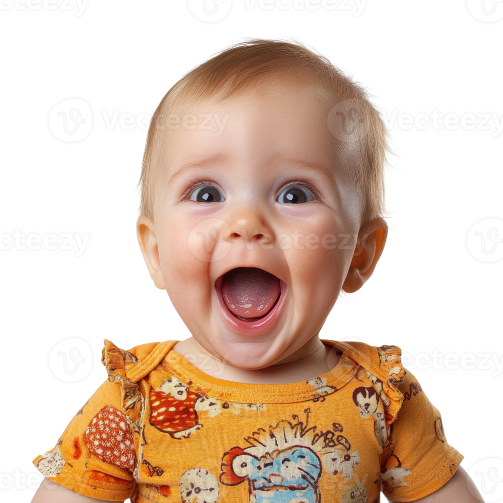 Adorable Baby Joyful Expression on transparent background. png