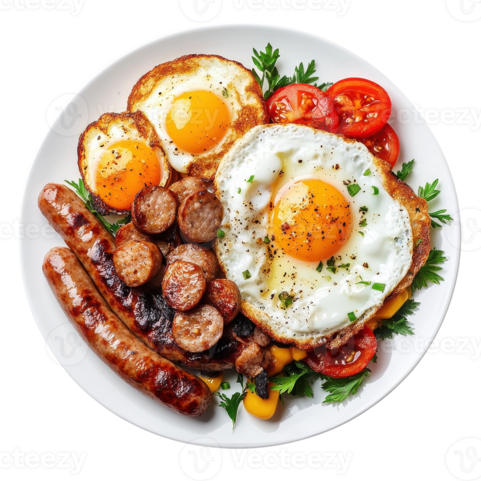 Full English Breakfast Food Photo on transparent background. png